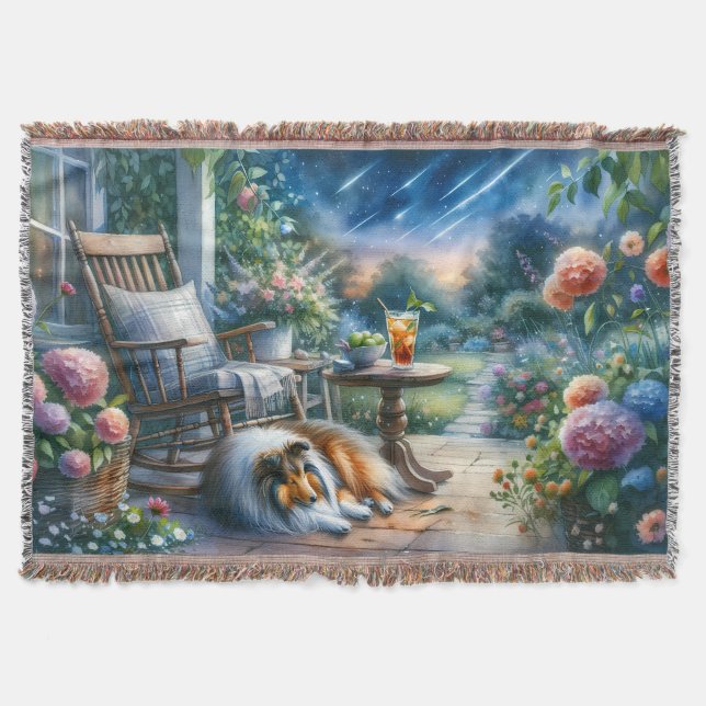 Starlit Garden Porch Sheltie Dream Decke (Vorderseite)