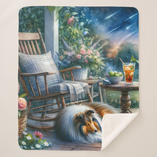 Starlit Garden Porch Sheltie Dream Sherpadecke (Vorderseite)