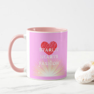 Starlit Hearts Fashion Red Heart Shine Combo Tasse