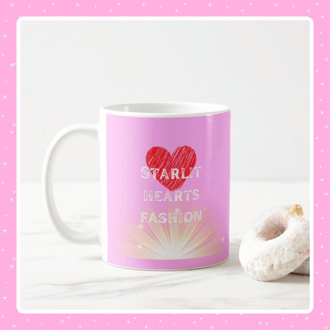 Starlit Hearts Fashion Red Heart Shine Kaffeetasse (Starlit Hearts Fashion Red Heart Shine Coffee Mug - 11 oz)