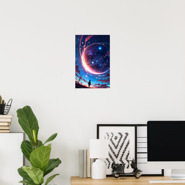 Starlit Horizon - Anime Space Poster (Heimbüro)