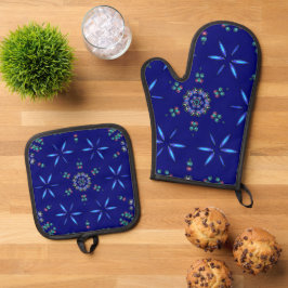 Starlit Kaleidoskop Ofenhandschuh & Topflappen-Set