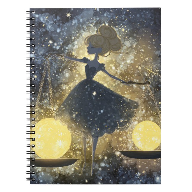 Starlit Libra Goddess-Notebook Notizblock (Vorderseite)