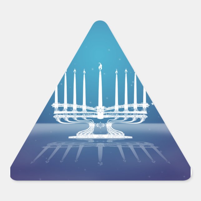 Starlit Menorah II Dreieckiger Aufkleber (Vorderseite)
