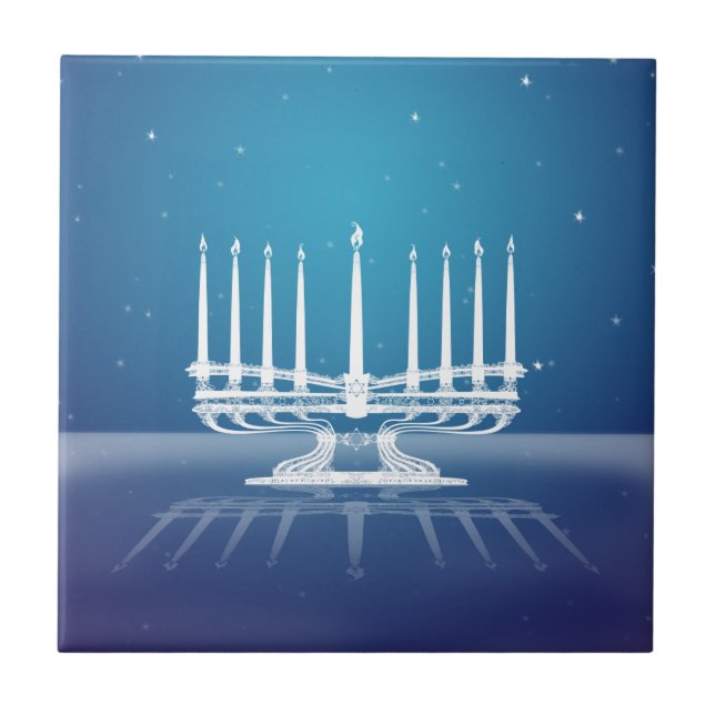 Starlit Menorah II Fliese (Vorderseite)