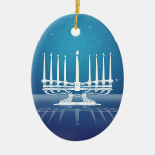 Starlit Menorah II Keramik Ornament