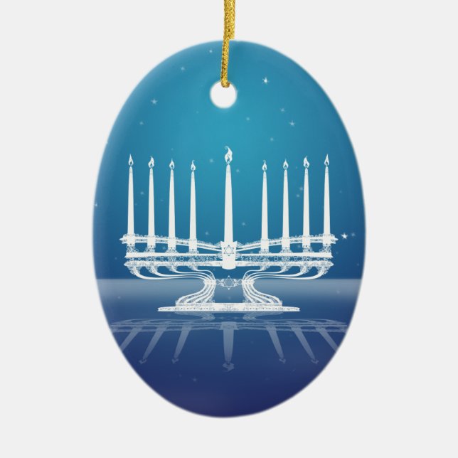 Starlit Menorah II Keramik Ornament (Vorne)
