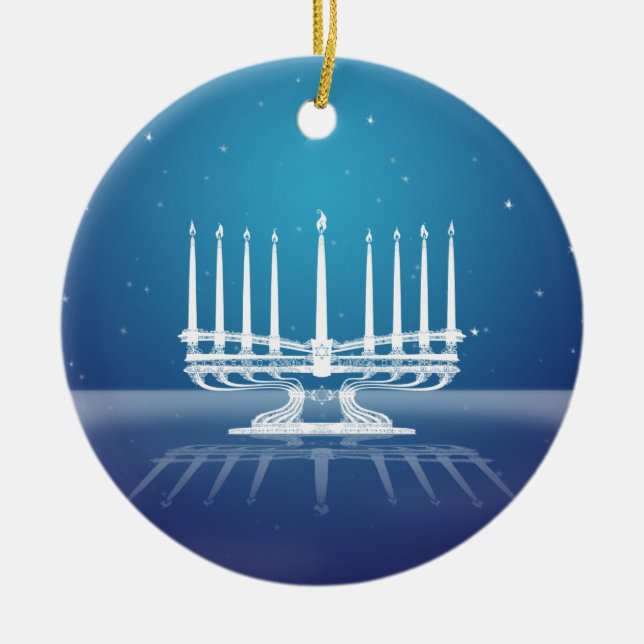 Starlit Menorah II Keramikornament (Vorne)