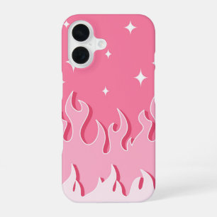 Starlit Pink Flames - Ästhetik Y2K iPhone 16 Hülle