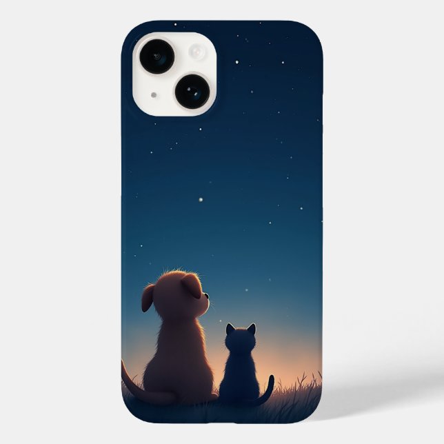 Starlit Puppy & Kitten iPhone 14 Fall Case-Mate iPhone Hülle (Rückseite)