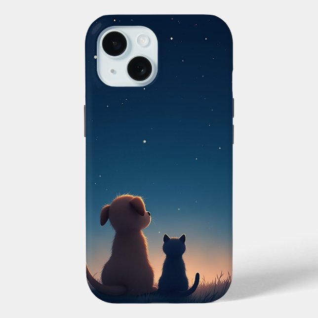 Starlit Puppy & Kitten iPhone 15 Fall Case-Mate iPhone Hülle (Rückseite)