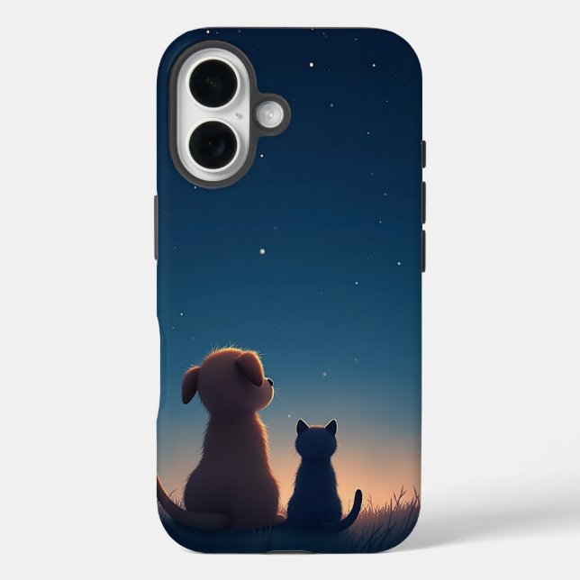 Starlit Puppy & Kitten iPhone 16 Fall Case-Mate iPhone Hülle (Rückseite)
