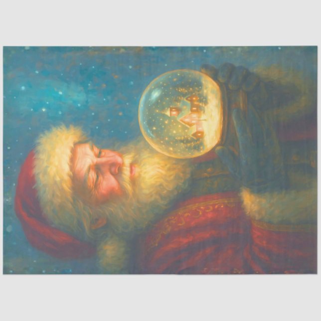 Starlit Santa Snow Globe Christmas Decoupage Paper Seidenpapier (Vorderseite)