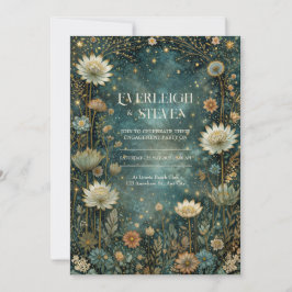 Starlit Teal Celestial Astrantia Wedding Einladung