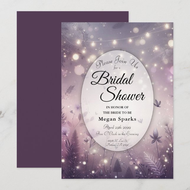 Starlit-Verzauberung im Bloom-Brautparty Einladung (Vorne/Hinten)