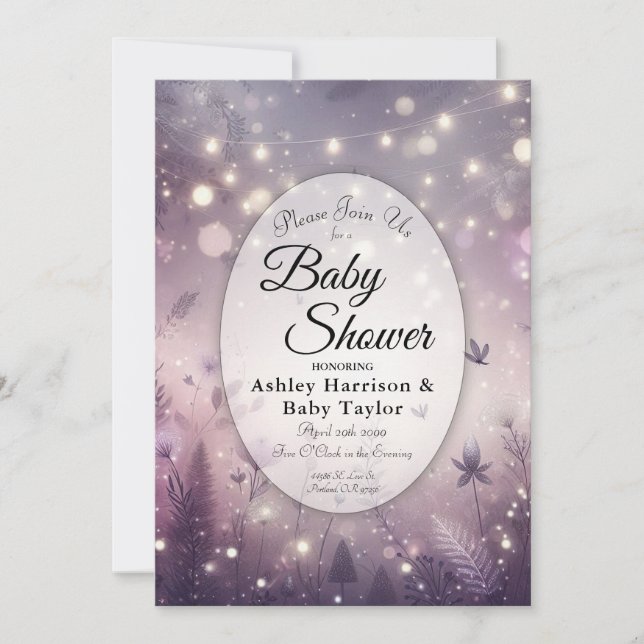 Starlit Verzauberung in Bloom Baby Dusche Einladung (Vorderseite)