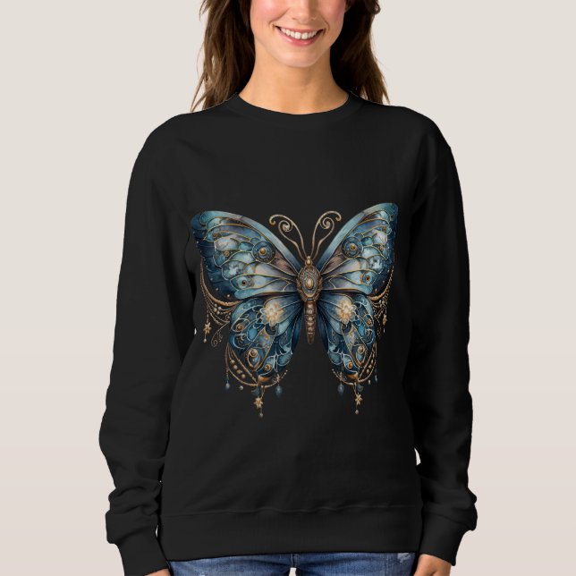 Starlit Wings Celestial Moth – Gothic Witchy Sweatshirt (Vorderseite)