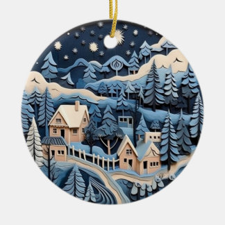 Starlit Winter Village Ornament