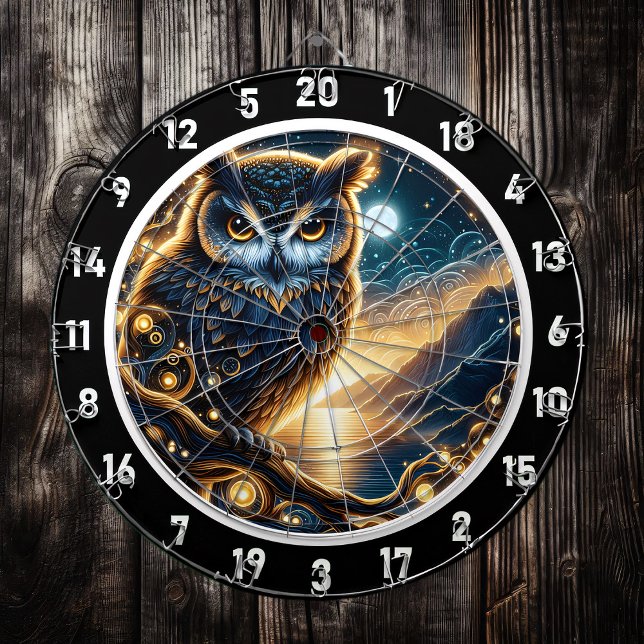Starlit Wisdom Owl Dartboard Kunst Dartscheibe (Von Creator hochgeladen)