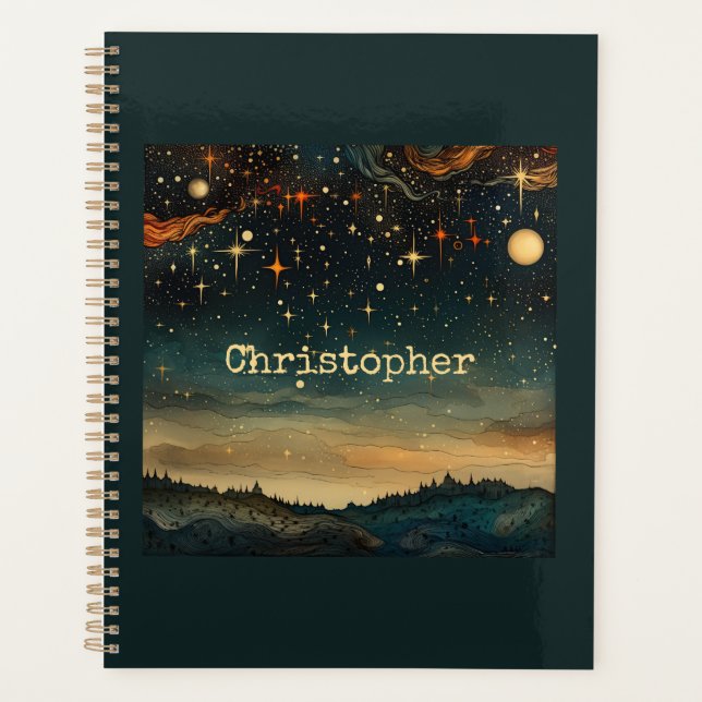 Starnight blue romantic mit Namen Planer (Vorderseite)