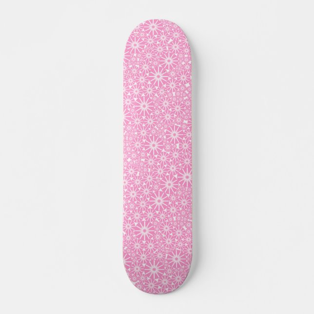 Starrad Abstrakt - Rosa auf Weiß Skateboard (Vorne)