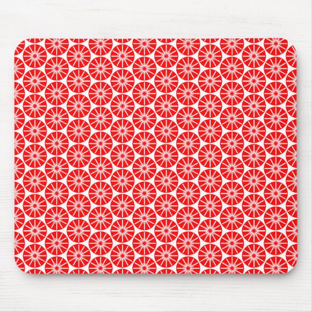 Starrad Muster - Rot auf Weiß Mousepad (Vorne)