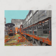 Starre alte Lokomotiven und Zugwagen Postkarte