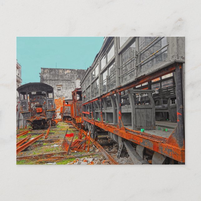 Starre alte Lokomotiven und Zugwagen Postkarte (Vorderseite)