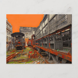 Starre alte Lokomotiven und Zugwagen Postkarte