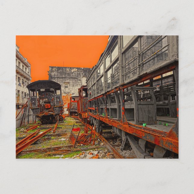 Starre alte Lokomotiven und Zugwagen Postkarte (Vorderseite)