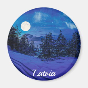 Starre Nacht mit Vollmond im Wald Magnet