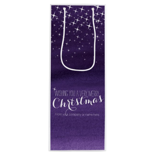 Starre nachtsfarbene Weihnachtsweintasche Geschenktüte Für Weinflaschen (Vorderseite)