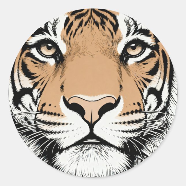 Starres Tigergesicht, Tiger Runder Aufkleber (Vorderseite)