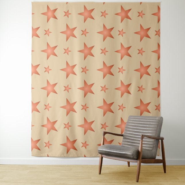 Starrmuster in Gradienten Terracotta orange Wandteppich (Beispiel)