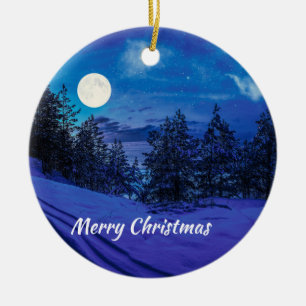 Starrnacht mit Vollmond-Keramik Dekoration
