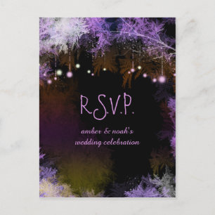 Starry Abend Forest Lila Wedding RSVP Einladungspostkarte