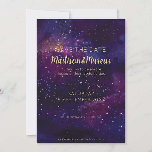 Starry Abend Sky Watercolor Hochzeit (Vorderseite)