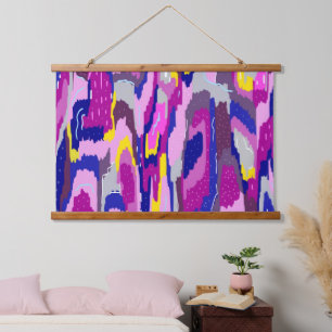 Starry Abstrakt in Purples und Blues Wandteppich Mit Holzrahmen