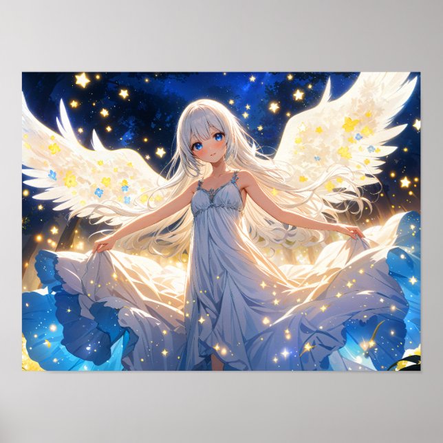 Starry Angelic Grace Ethereal Beauty Poster (Vorne)