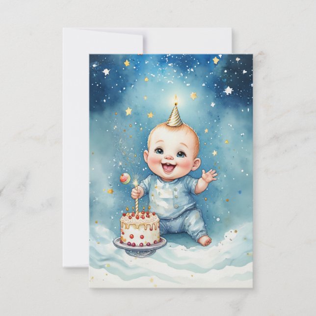 Starry Baby Birthday Bliss Card Karte (Vorderseite)