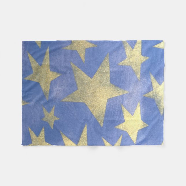 Starry Blue und Gold Fleecedecke (Vorderseite (Horizontal))