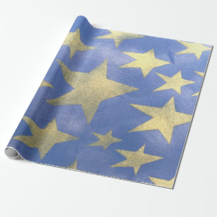 Starry Blue und Gold Geschenkpapier