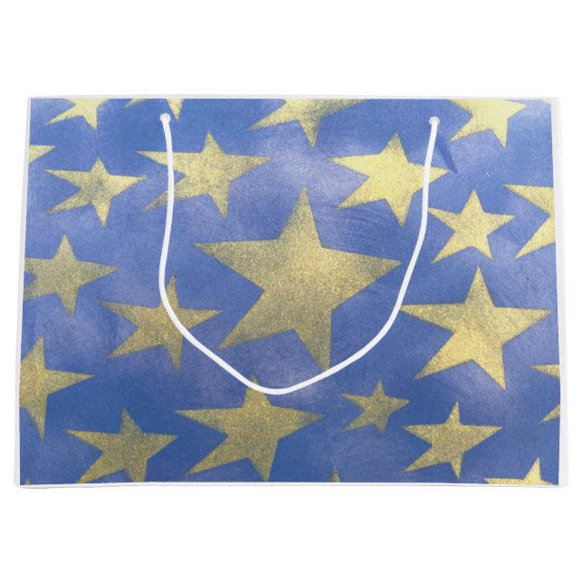Starry Blue und Gold Große Geschenktüte (Vorderseite)