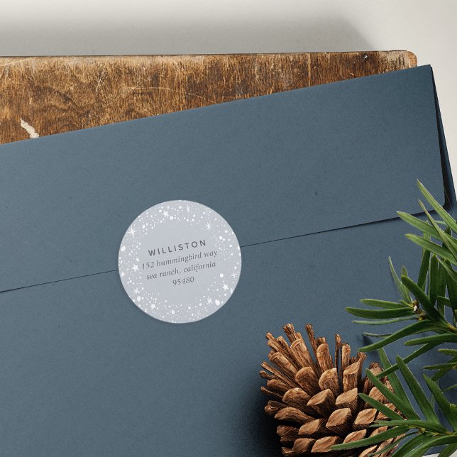 Starry Border Holiday Rücksendeadresse Runder Aufkleber (Von Creator hochgeladen)