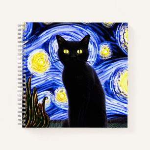 Starry Cat Night Notebook Notizbuch