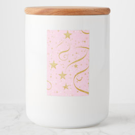 Starry Charm - Pink & Gold Star Storage Jar Lebensmitteletikett