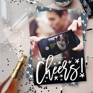 Starry Cheers Pinselstriche Modernes Neujahrs-Foto Feiertagskarte