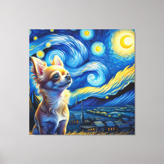 Starry Chihuahua Dog Portrait - Portrait für Haust Leinwanddruck