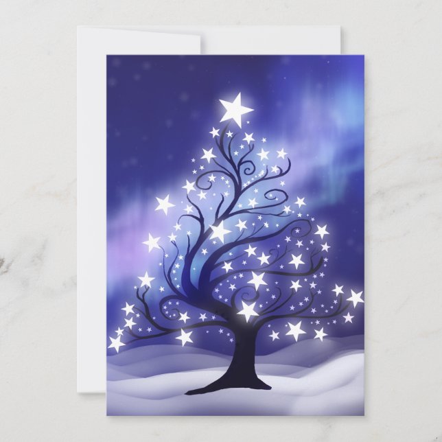Starry Christmas Tree Card Feiertagskarte (Vorderseite)