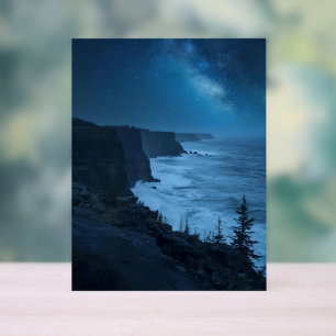 Starry Coastal Night - Serene Milky Way Ocean View Acrylschild